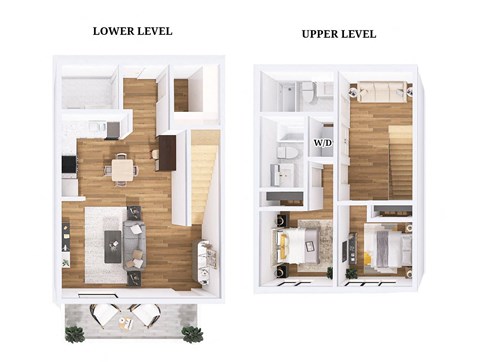 Floor plan for 2 beds, 2 baths, 1097 sqft